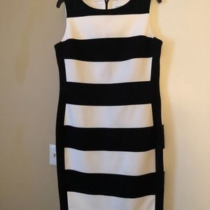 Horizontal Black and White Stripe Sleeveless Dress